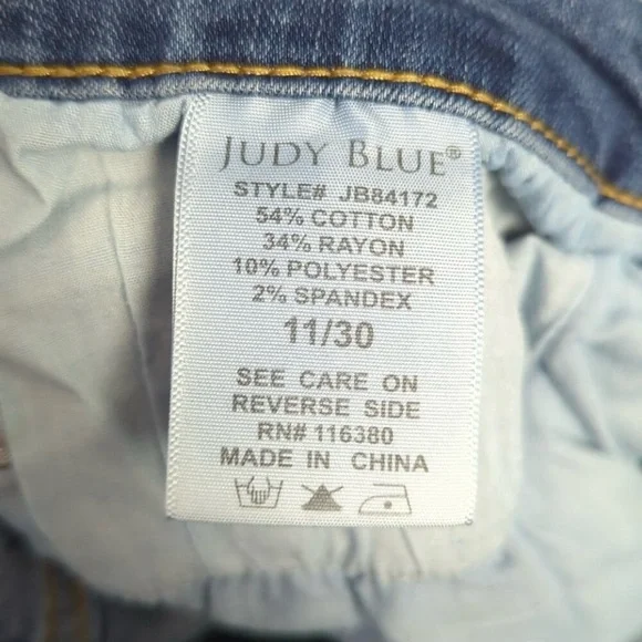 Judy Blue Jeans Women's 30 Blue Skinny Fit Denim Tulip Hems - Picture 11 of 11